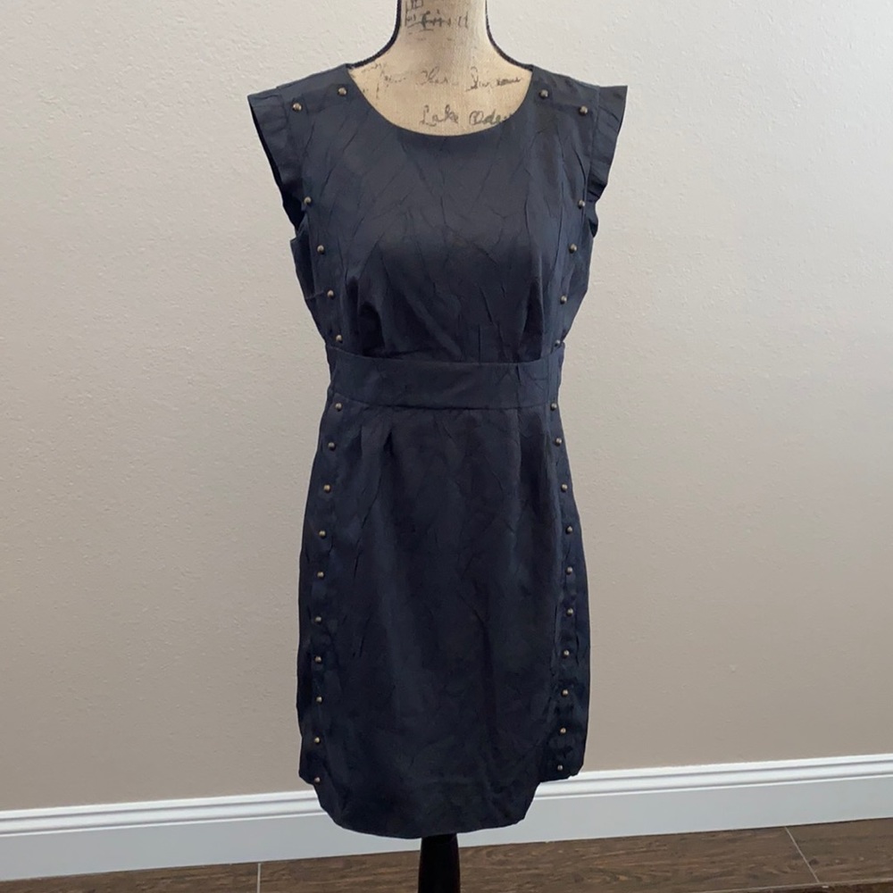 ECI dress, midi, black with brass studs
